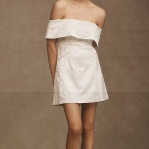 BHLDN Ingrid Stretch Jacquard Off-The-Shoulder Mini Dress